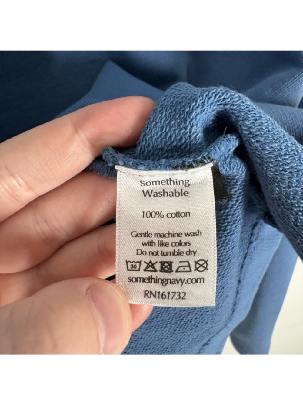 Something Navy Women XXS Blue Cotton Oversized Boxy Turtleneck Sweatshirt - Picture 7 of 8